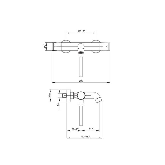 Pure Duero DU5406-CH bad thermostaatkraan chroom