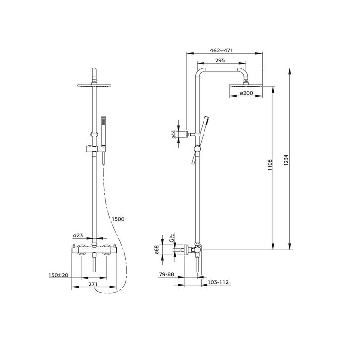 Pure Duero DU5475-IN shower set with thermostat stainless steel