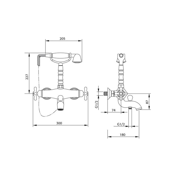 Pure Melrose ME5833 bath thermostatic mixer with hand shower set chrome