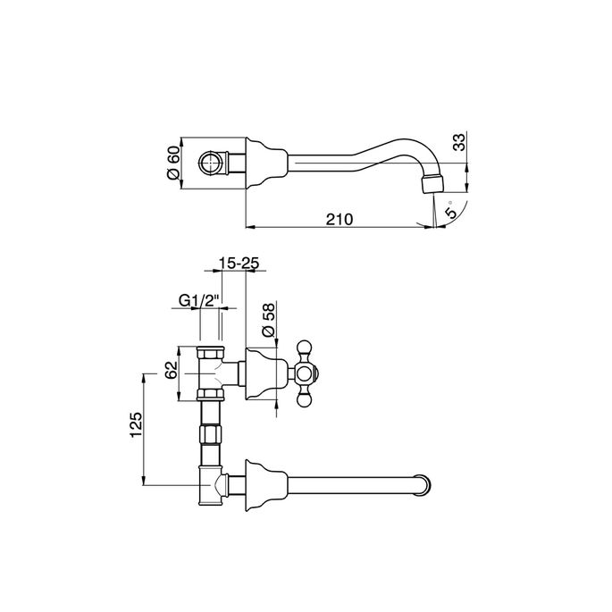 Pure Melrose ME5841 wastafelkraan 3-gats compleet met inbouwdeel chroom