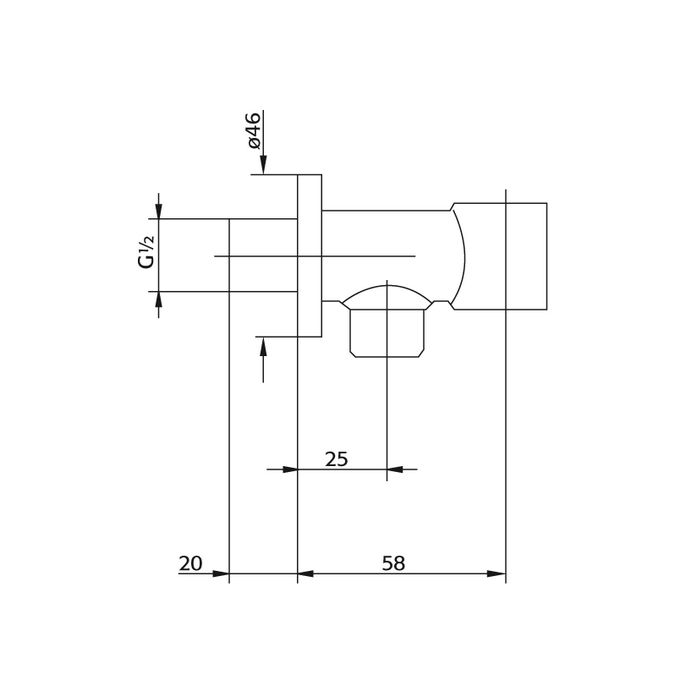 Pure PU5501 Wandanschluss mit Halter Chrom