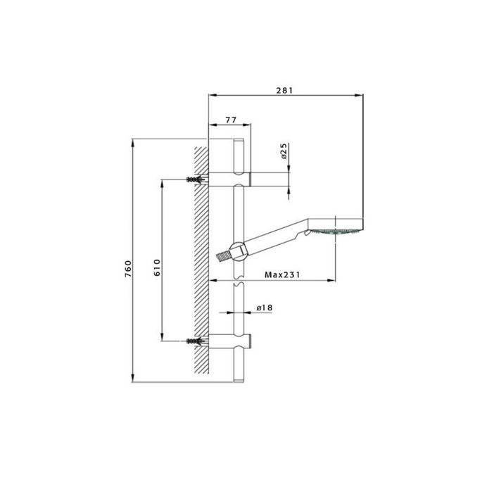 Pure PU5915 glijstangset chroom