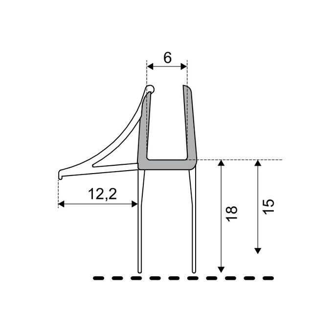 San4U ProfileDay DS601006 kwartrond helder doucheprofiel lange uitvoering 3 flapjes 100cm - 6mm