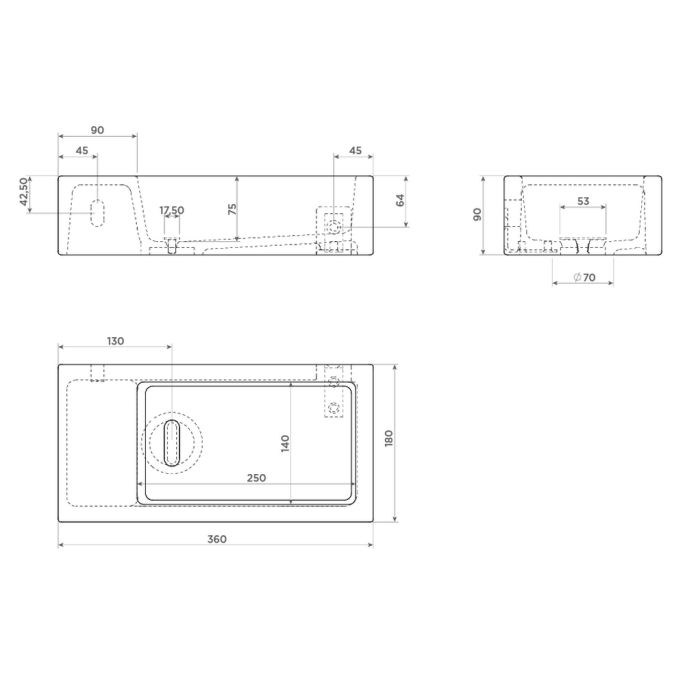 Clou Flush 3 CL0302033 keramiek fontein 36cm mat wit