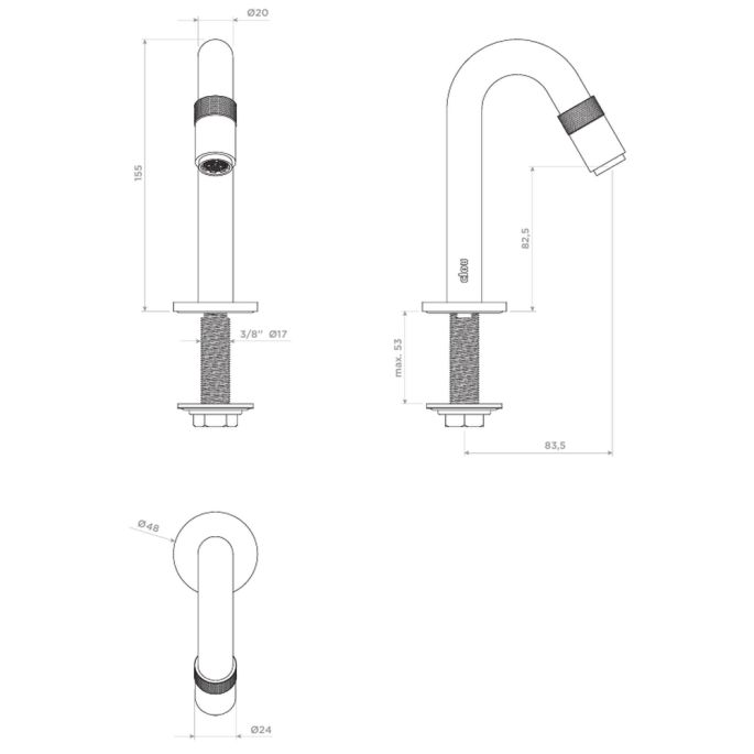 Clou Freddo 9 CL/06.03013.84 fonteinkraan staand gunmetal geborsteld PVD