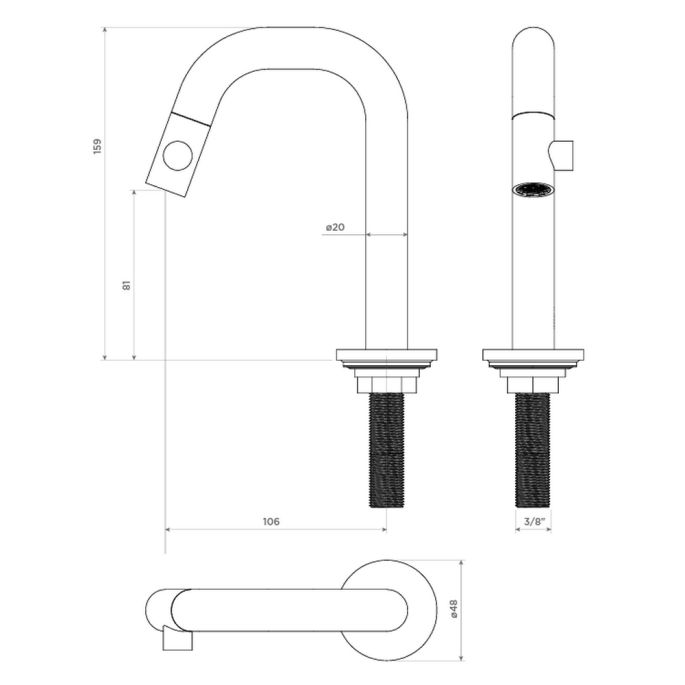 Clou Kaldur CL060500484R fonteinkraan staand (rechtse versie) gunmetal geborsteld PVD