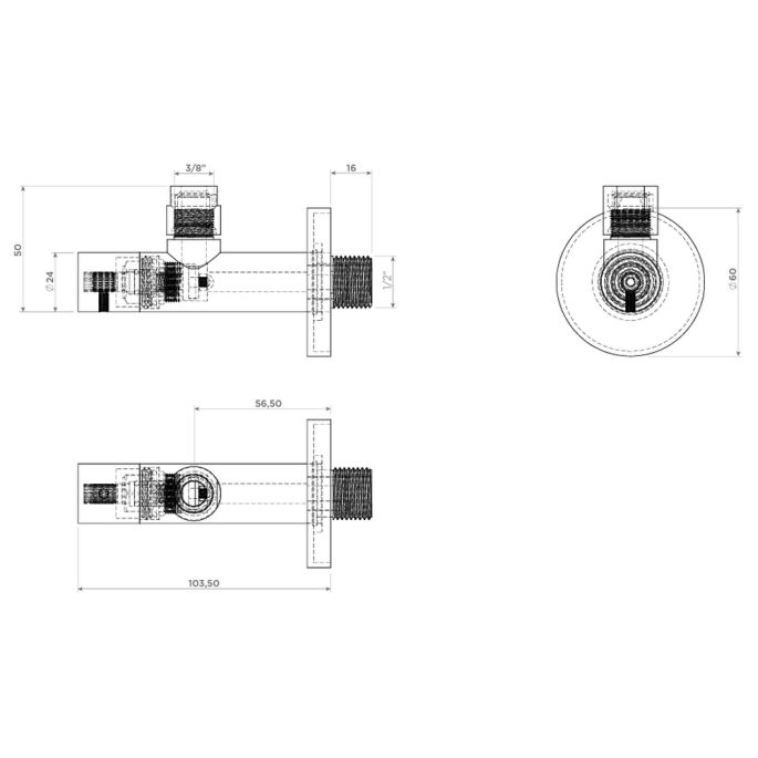 Clou Marathon 2 HIMA2102782 design angle stop valve gold brushed PVD
