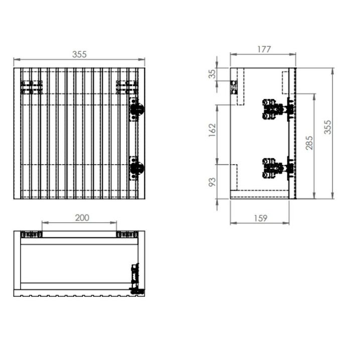 Clou Verti CL07106703664R fonteinonderkast met geribbelde deur, donker eiken, rechts