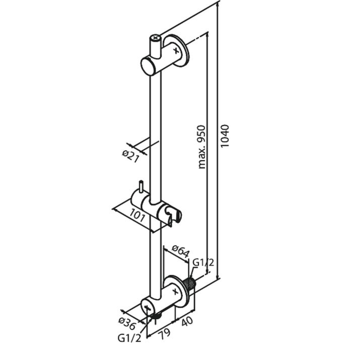 Damixa 766856100 Brausestang mit integriertem Brauseschläuche Anschluss mattschwarz (Outlet)