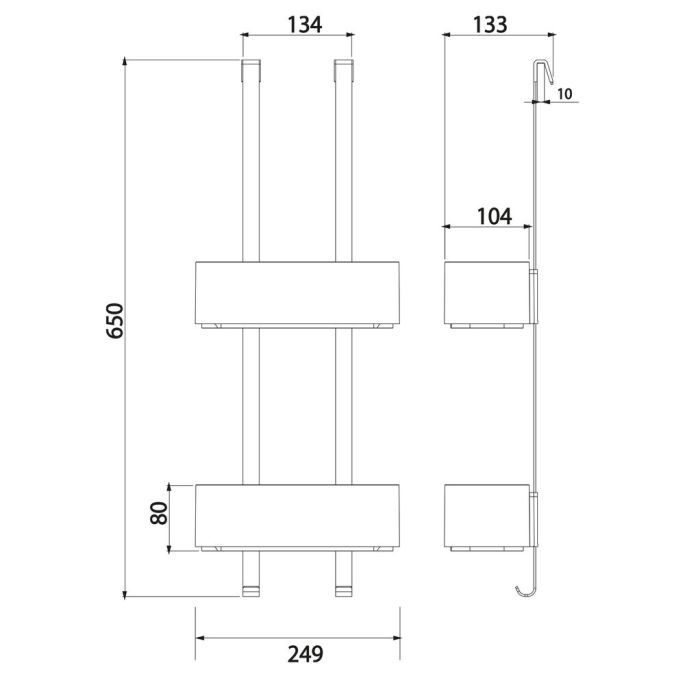 Geesa Frame 918902-02 ophangbaar doucherek 25 cm chroom/ wit