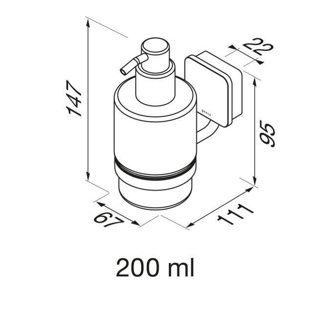 Geesa Topaz Black 917916-06-A zeepdispenser 200ml wand zwart