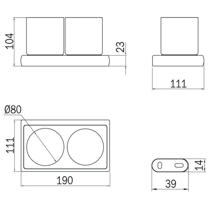 Inda Claire A7110FNE21 wandbekerhouder met twee glazen mat zwart/ gesatineerd glas