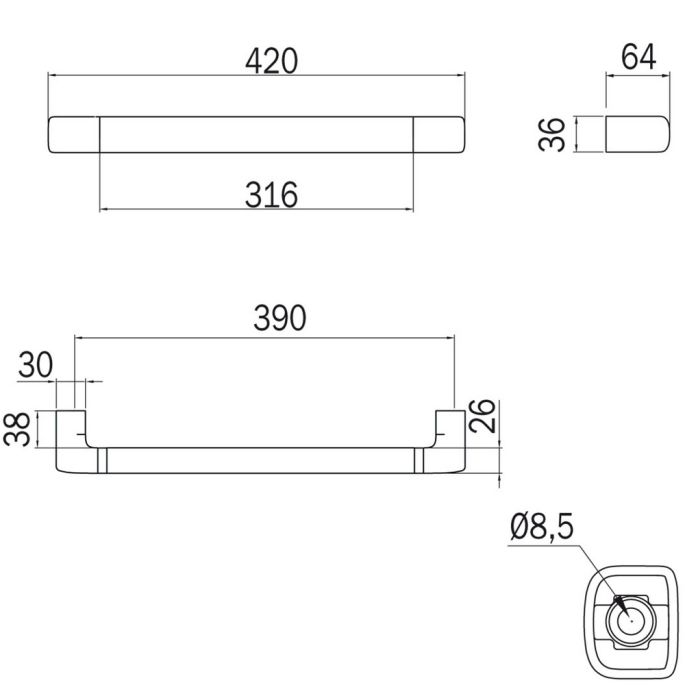Inda Claire A71950AC Sicherheitsstütze gebürstetes Nickel