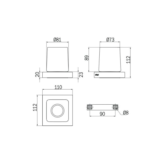 Inda Divo A15100WM03 cup holder clear glass frosted white