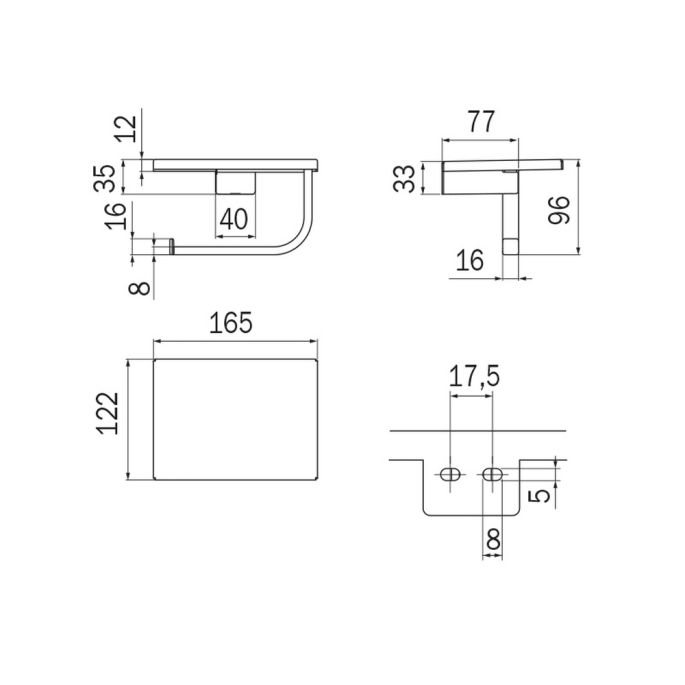 Inda Divo A1527ABZ toilet roll holder with cell phone holder bronzed