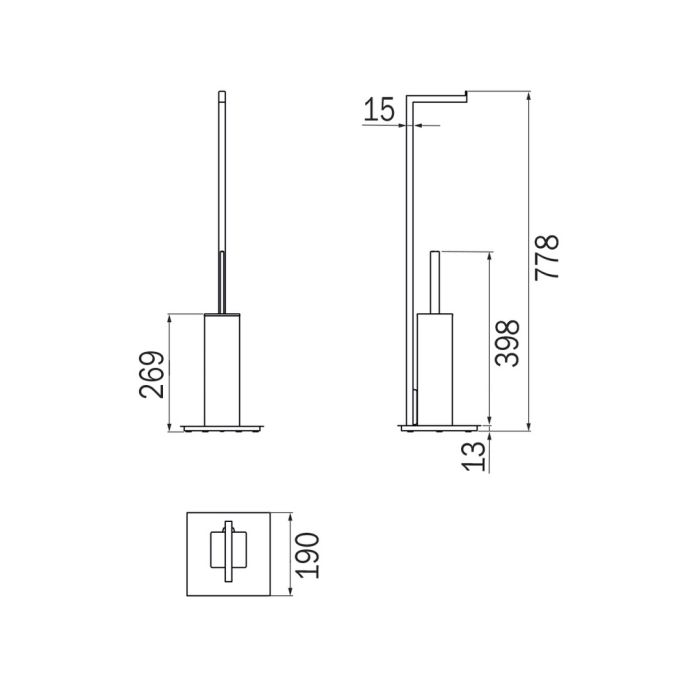 Inda Divo A3386AGB multifunctionele standaard toiletrol- en toiletborstelhouder geborsteld goud