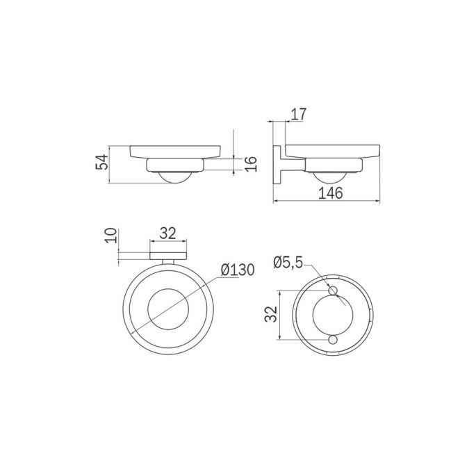 Inda Gealuna A10110NS03 zeephouder transparant helder glas/ RVS geborsteld