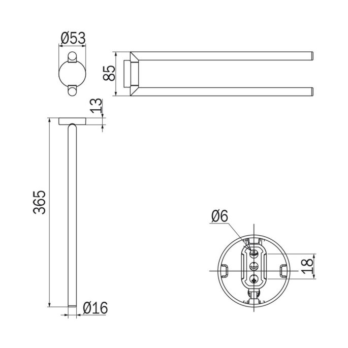 Inda Gealuna A10150NE 2-lids handdoekhouder mat zwart