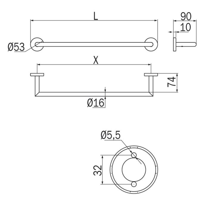 Inda Gealuna A1018BNS handdoekhouder 50cm RVS geborsteld