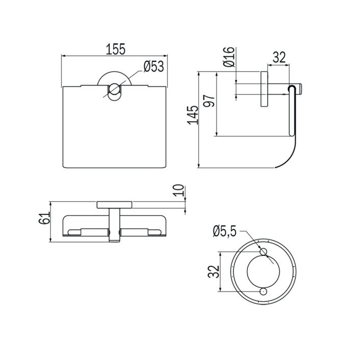 Inda Gealuna A10260NE toilet roll holder with flap matte black