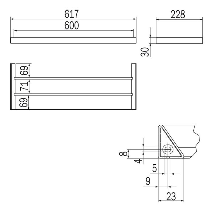 Inda Indissima A88680NS towel rack 615mm stainless steel brushed