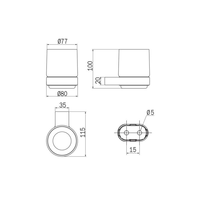 Inda Mito A20100WM21 cup holder satin glass/ matte white