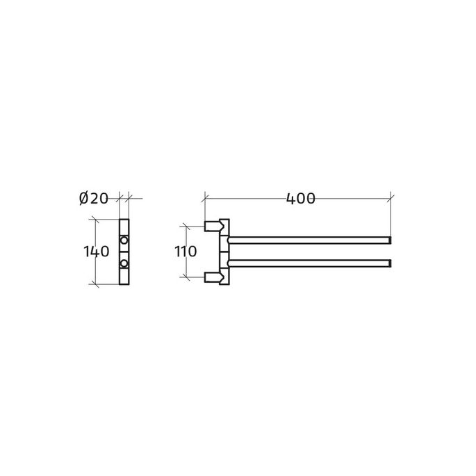 Linea Beta Picola LI526529 2-lids handdoekrek chroom (OUTLET)