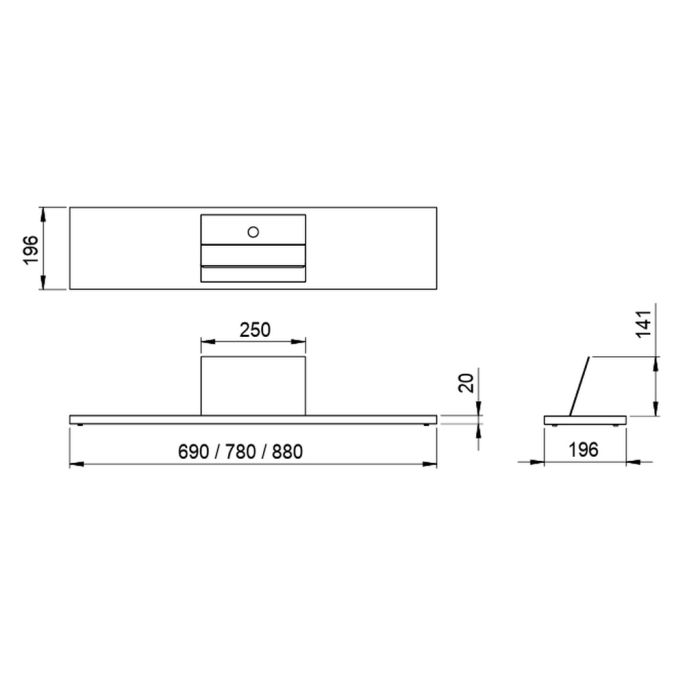 Looox Bath Collection WBSHELFBL78RVS badplank 78 cm massief eiken zwart met inzet geborsteld RVS