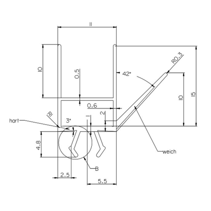 Provex Point - Classic 0110GM07F drainage strip 16mm high, transparent