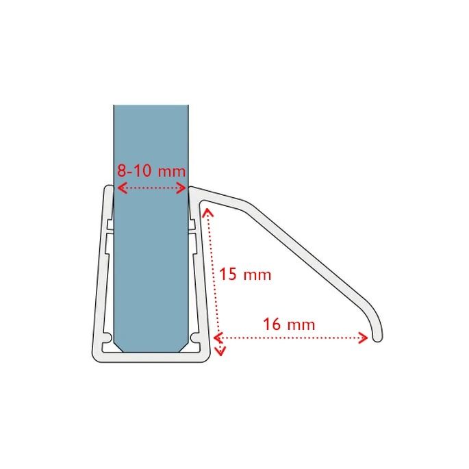 San4U Sealday SD237 sealing profile for bottom of shower door, 200cm, 8-10mm