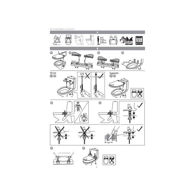 Etac Supporter 803031122 toilet seat with lid and armrests white