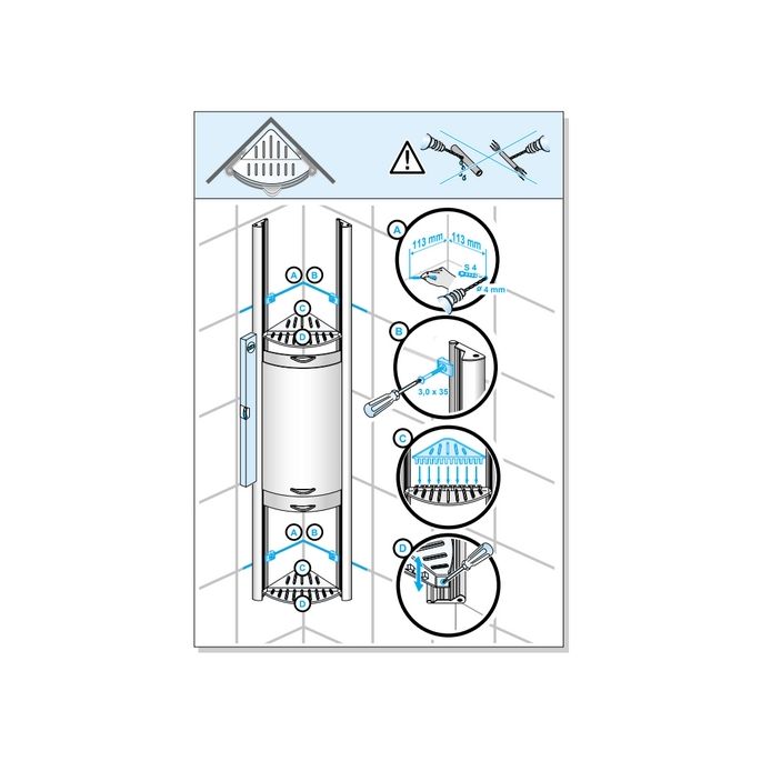 Duscholux Showerbox 950.818030.070 opbergkastje mat zilver, met 3 schuifelementen 2x wit en 1x grijs, 85cm