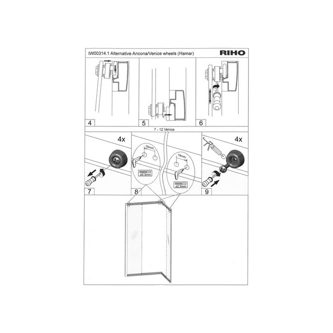 Riho 566000101 douchedeur wieltje