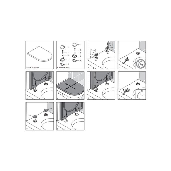 Duravit Starck 1 - Starck 3 0061381000 scharnierset voor toiletzitting Starck 1 0065880000 (tot Februari 2010) en Starck 3 0063890000