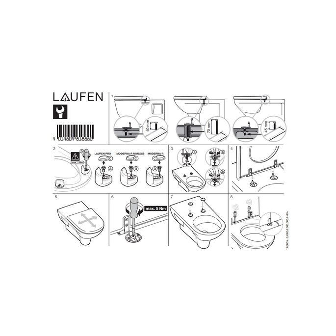 Laufen Pro Liberty 8989513000001 toiletzitting zonder deksel wit