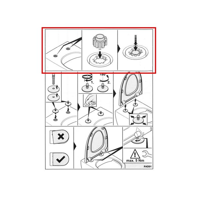 Villeroy en Boch 92238400 Satz mit 2 Dübeln für die Montage von oben WC-Sitze