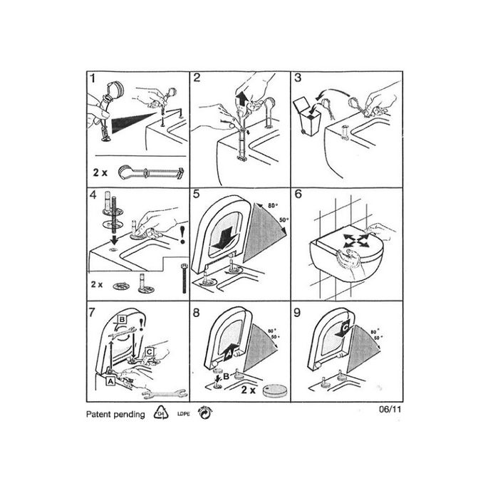 Villeroy en Boch Hommage 92205566 Set einstellbar Scharniere edles Messing