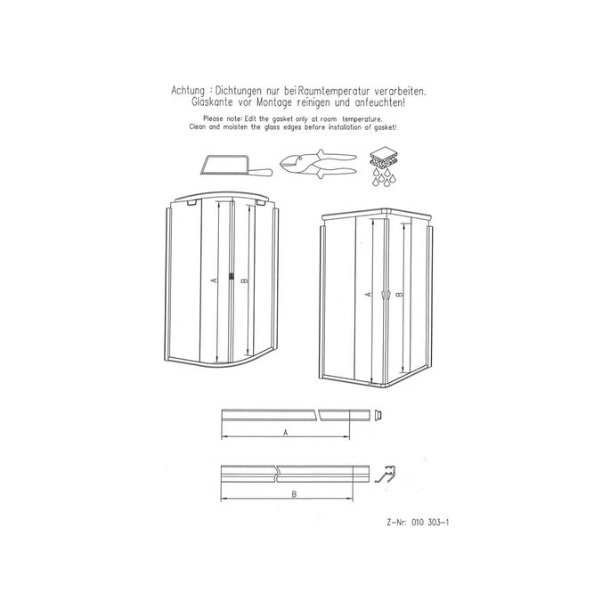 Koralle VarioPlus S8L41913 ( L41913 ) ( 2537270 ) komplett Satz von Profilen für Eckeinstieg 2-teilig und Viertelkreis mit Schiebetüren