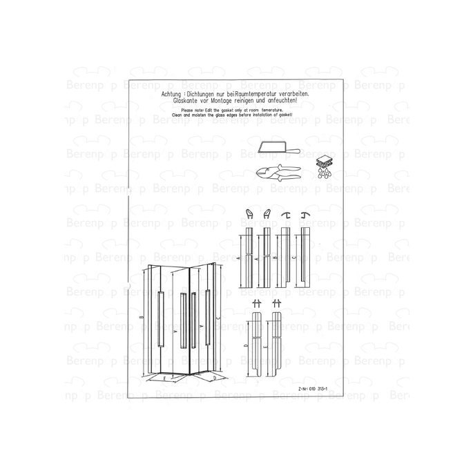 Sphinx Joop! S8L42021 ( 2537298 ) compleet strippenset voor hoekdouche 2-delig