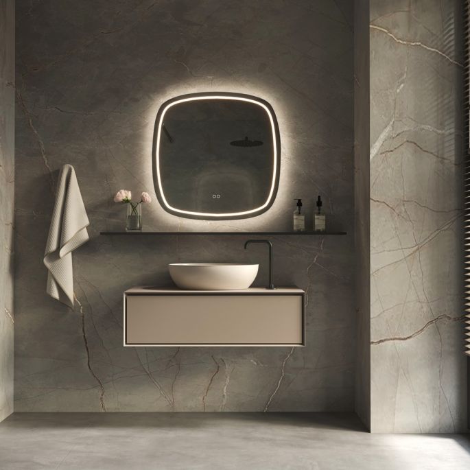 Phantom Mirrors Serie 006 006.80.80 Deens ovale LED spiegel, 80x80 cm met directe en indirecte led rondom