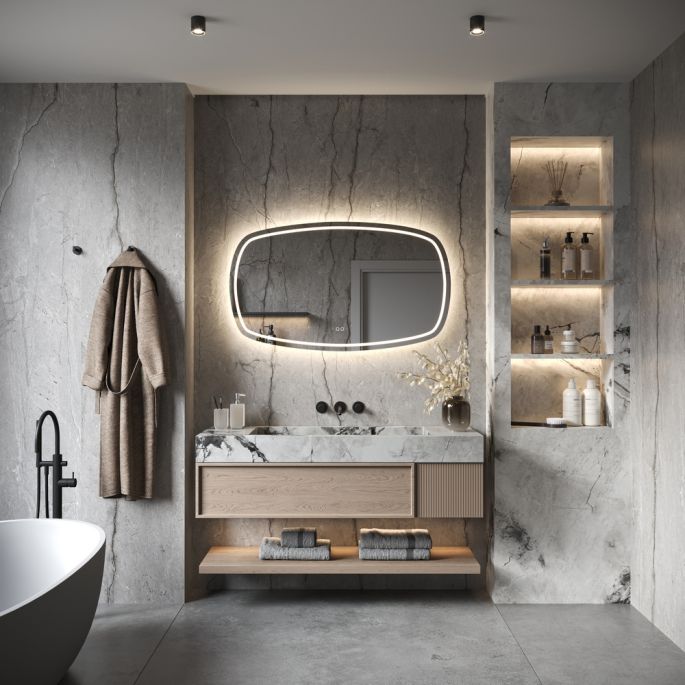 Phantom Mirrors Serie 007 007.120.70 Deens ovale LED spiegel, 120x70 cm met directe en indirecte led rondom