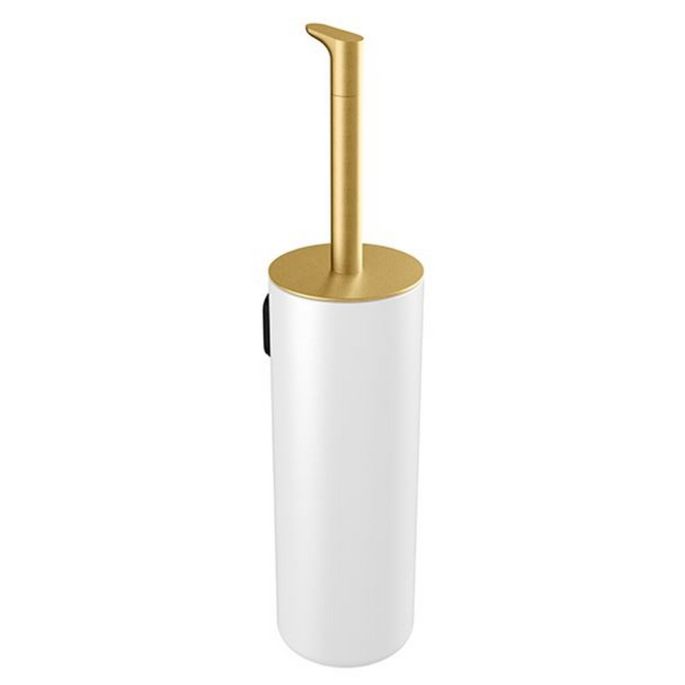 Pressalit Style PR70810 toilet brush holder brushed brass/ white