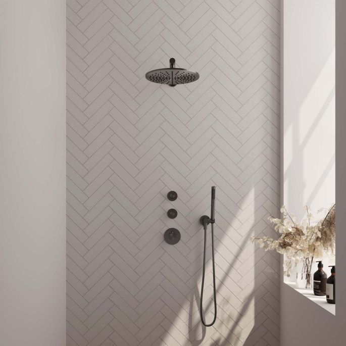 Brauer Carving 5-GM-098 thermostatic concealed rain shower SET 02 gunmetal brushed PVD