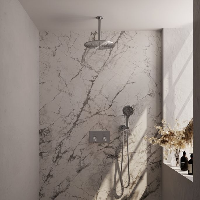 Brauer Carving 5-NG-195 thermostatic concealed rain shower with push buttons SET 60 stainless steel brushed PVD