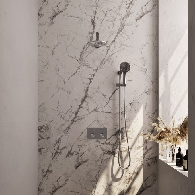 Brauer Carving 5-NG-202 thermostatic concealed rain shower with push buttons SET 67 stainless steel brushed PVD