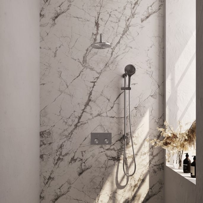 Brauer Carving 5-NG-204 thermostatic concealed rain shower with push buttons SET 69 stainless steel brushed PVD