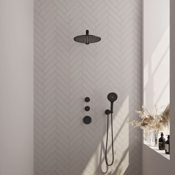 Brauer Carving 5-S-104 thermostatic concealed rain shower SET 08 matte black
