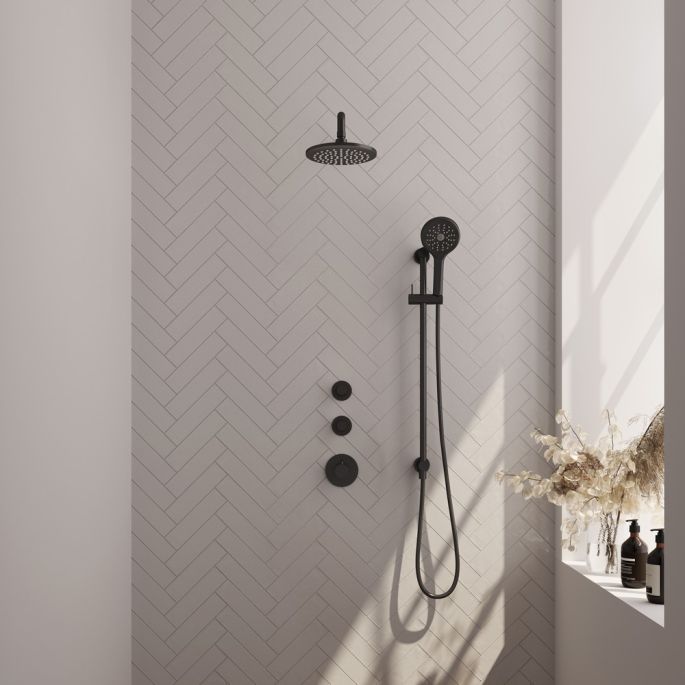 Brauer Carving 5-S-117 thermostatic concealed rain shower SET 21 matte black