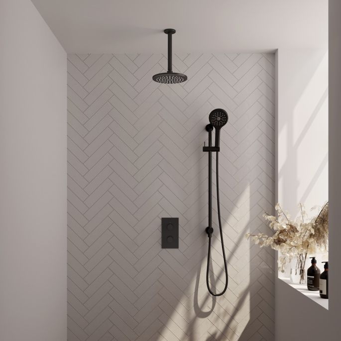 Brauer Carving 5-S-143 thermostatische inbouw regendouche 3-weg omstelling SET 47 mat zwart