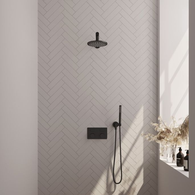 Brauer Carving 5-S-184 thermostatische inbouw regendouche met drukknoppen SET 49 mat zwart